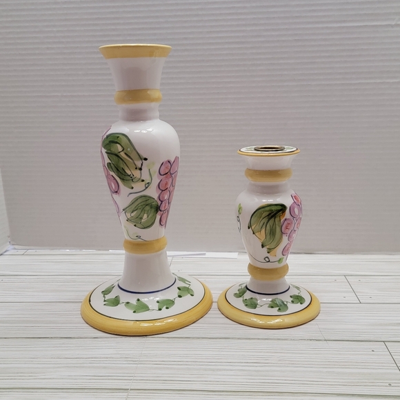 Ganz Casa Bella Candle Holders Ceramic 1-6", 1-10" Grapes Ivy Tuscan - Picture 4 of 14
